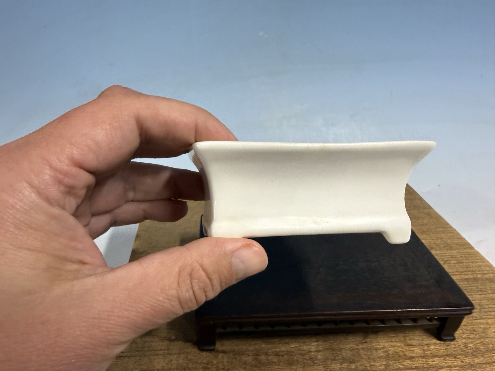 Japanese Unknown Maker Shohin Bonsai Tree Pot 4” White Porcelain