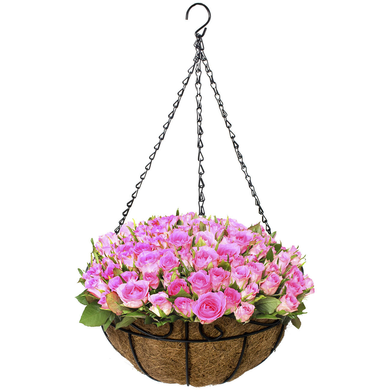 4 Pack Metal Hanging Planter Huge 14″ Flower Pot Coco Coir Liner Indoor/Outdoor
