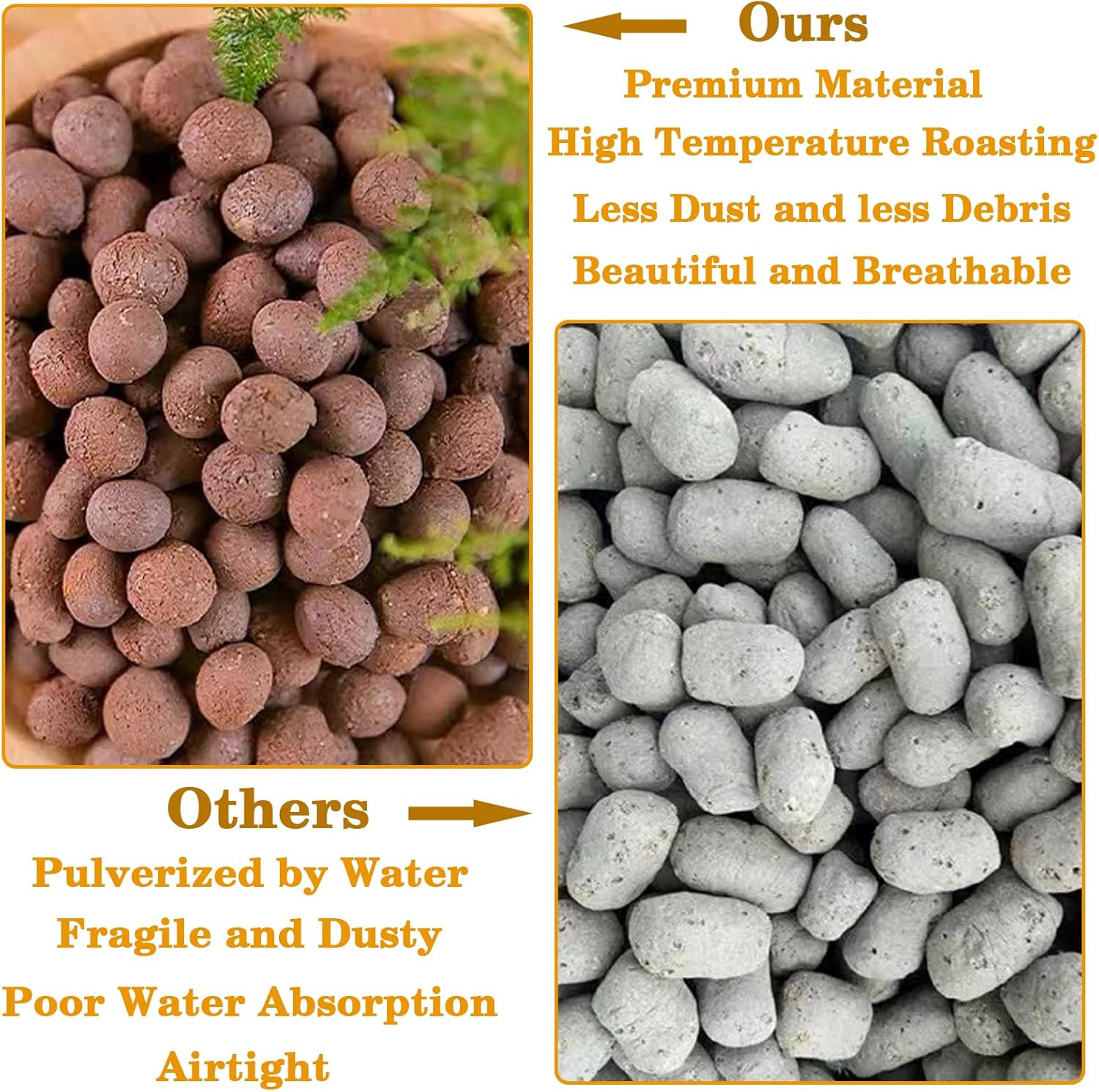 10 LB Organic Leca Clay Pebbles for Plants, 4Mm-16Mm 100% Natural Leca Balls for
