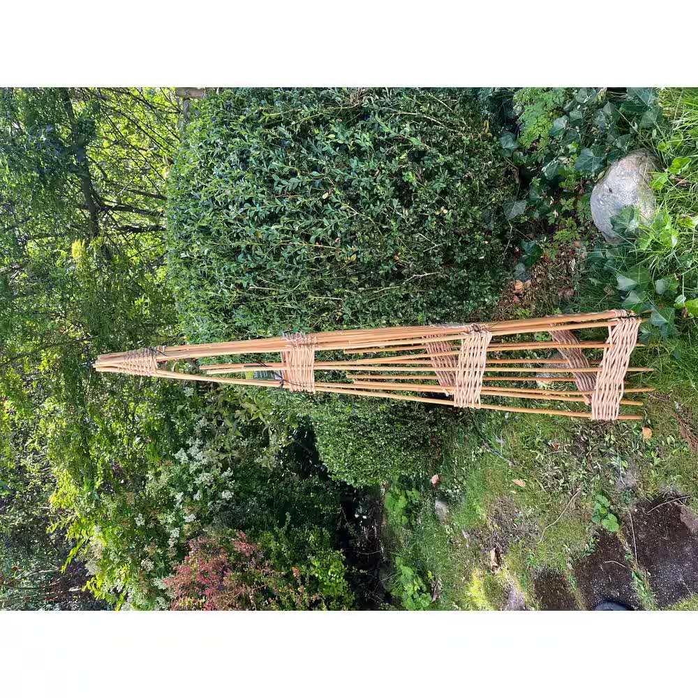 60 In. H Debarked Willow Foldable 3 Sided Obelisk Trellis