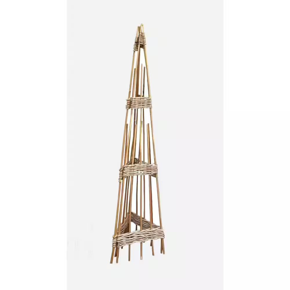 60 In. H Debarked Willow Foldable 3 Sided Obelisk Trellis