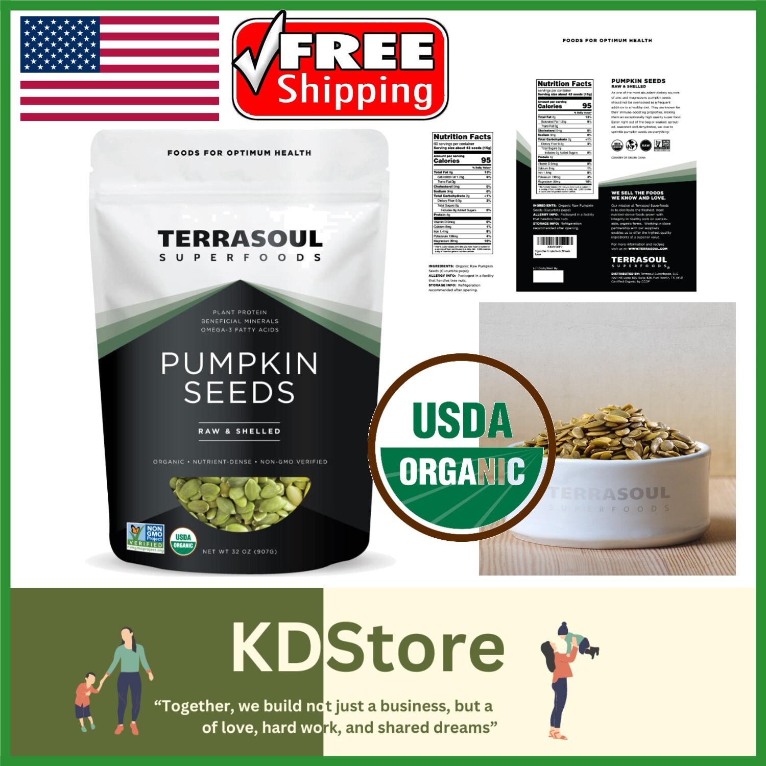 Family-Run Organic Pumpkin Seeds, 2 Lbs – Raw & Unsalted for Healthy Snacking