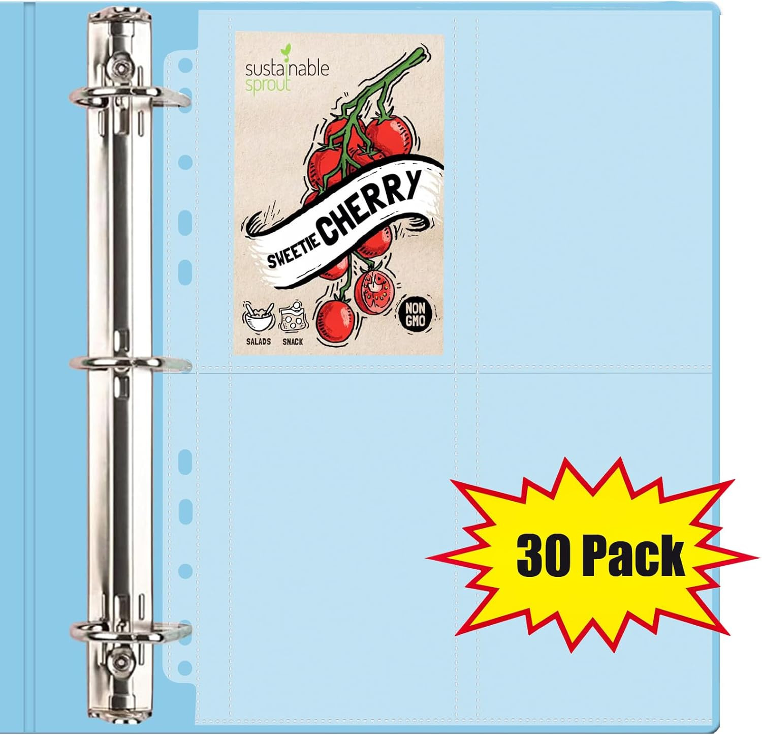 30 Pack 120 Pockets Seed Packet Binder Sleeves, Garden Seed Storage Organizer Pa