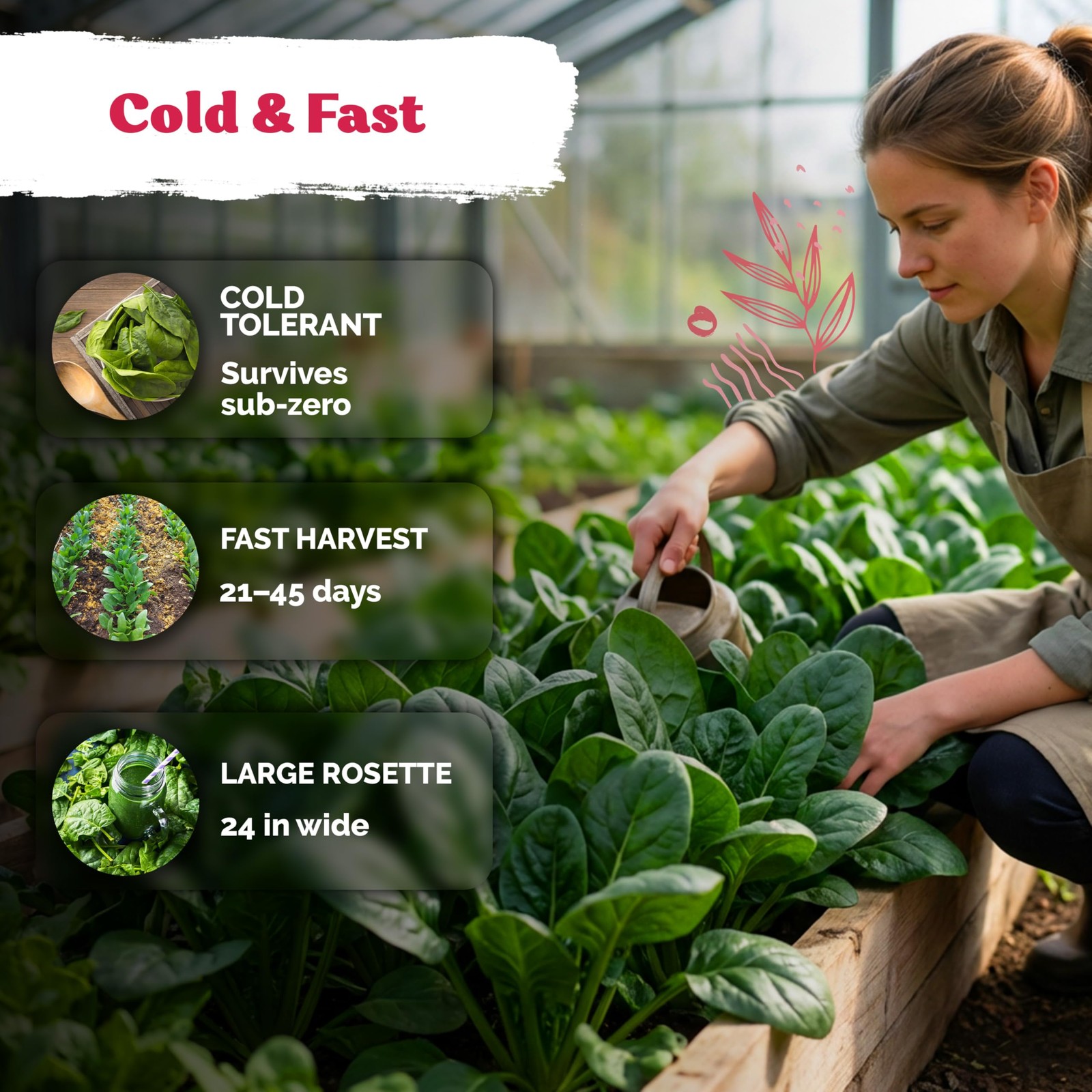 KVITER 500 Viroflay Spinach Seeds (Spinacia Oleracea)
