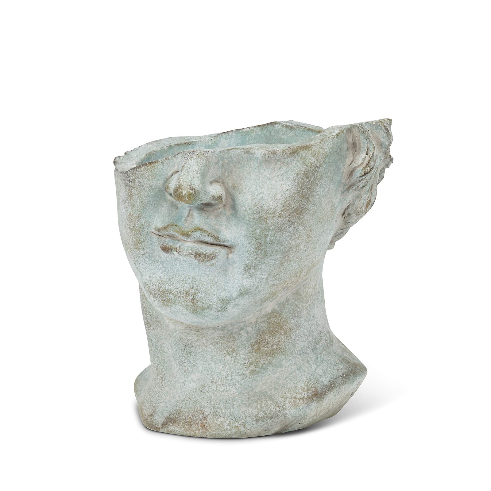 Abbott Collection Athens Half Male Face Planter – Cement, Grey (7″ H)
