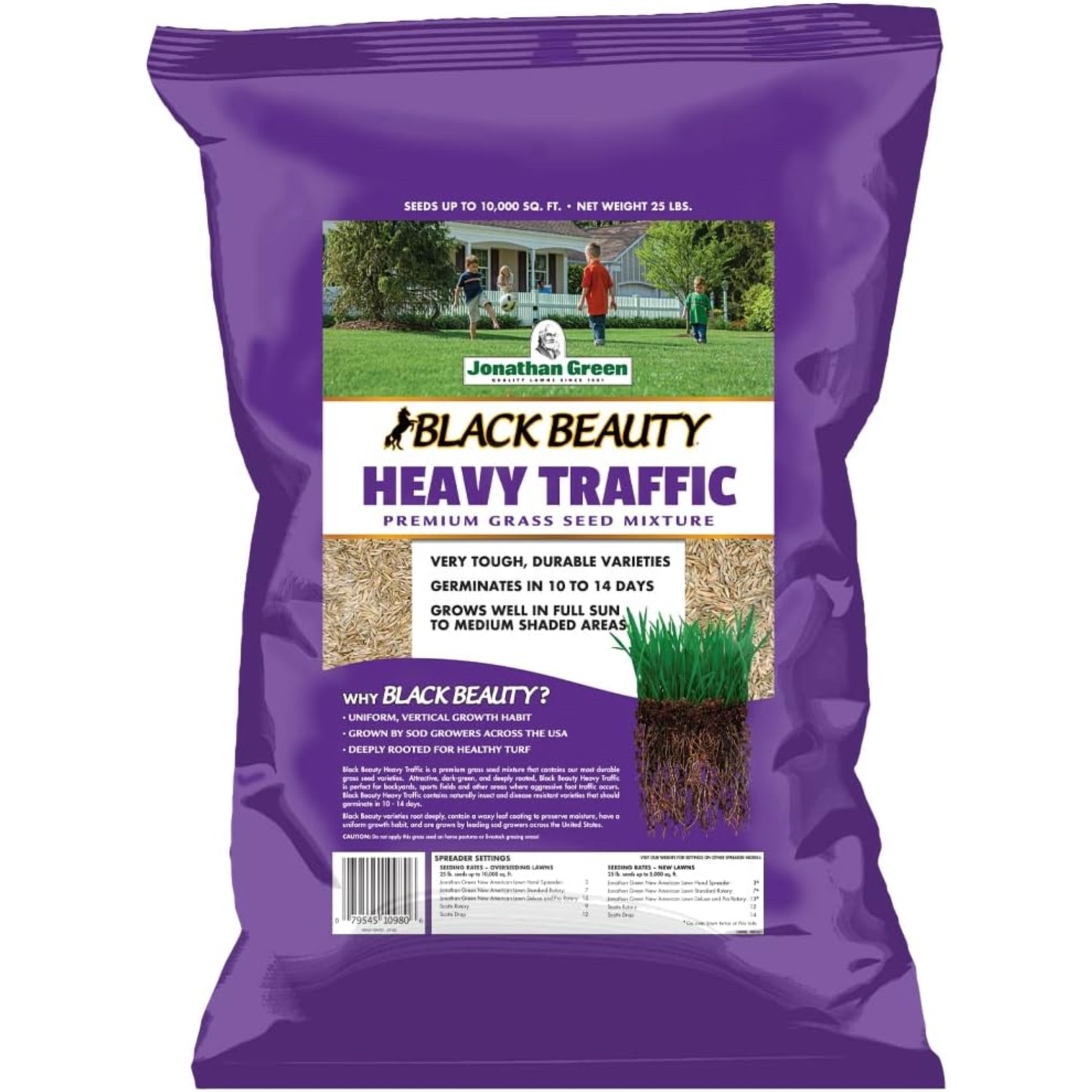 Jonathan Green Black Beauty Heavy Traffic Premium Grass Seed, 25lbs (4 Pack)