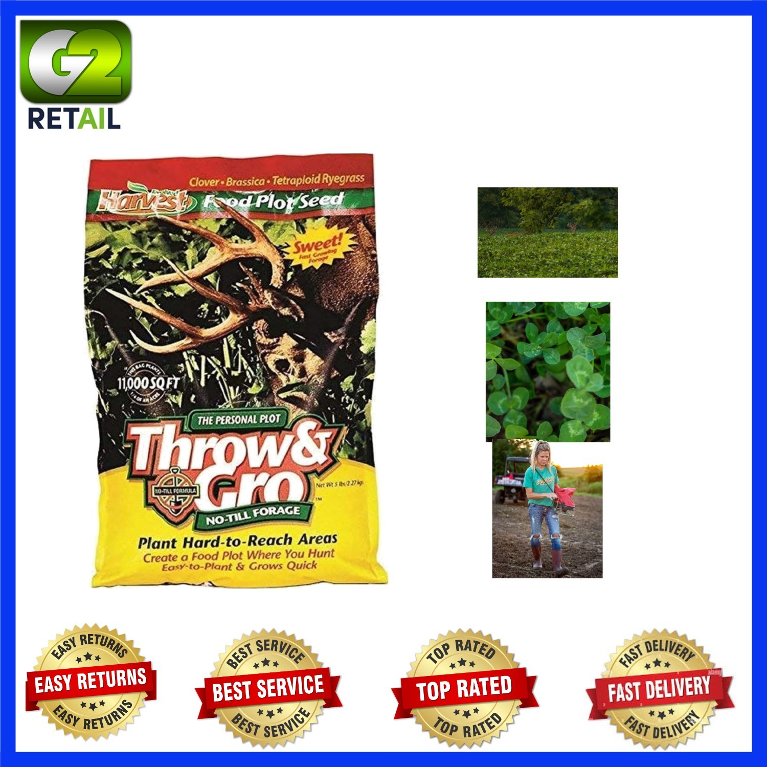 5 lbs No-Till Forage Seeds for Deer – Fast-Growing Nutritious Food Plot