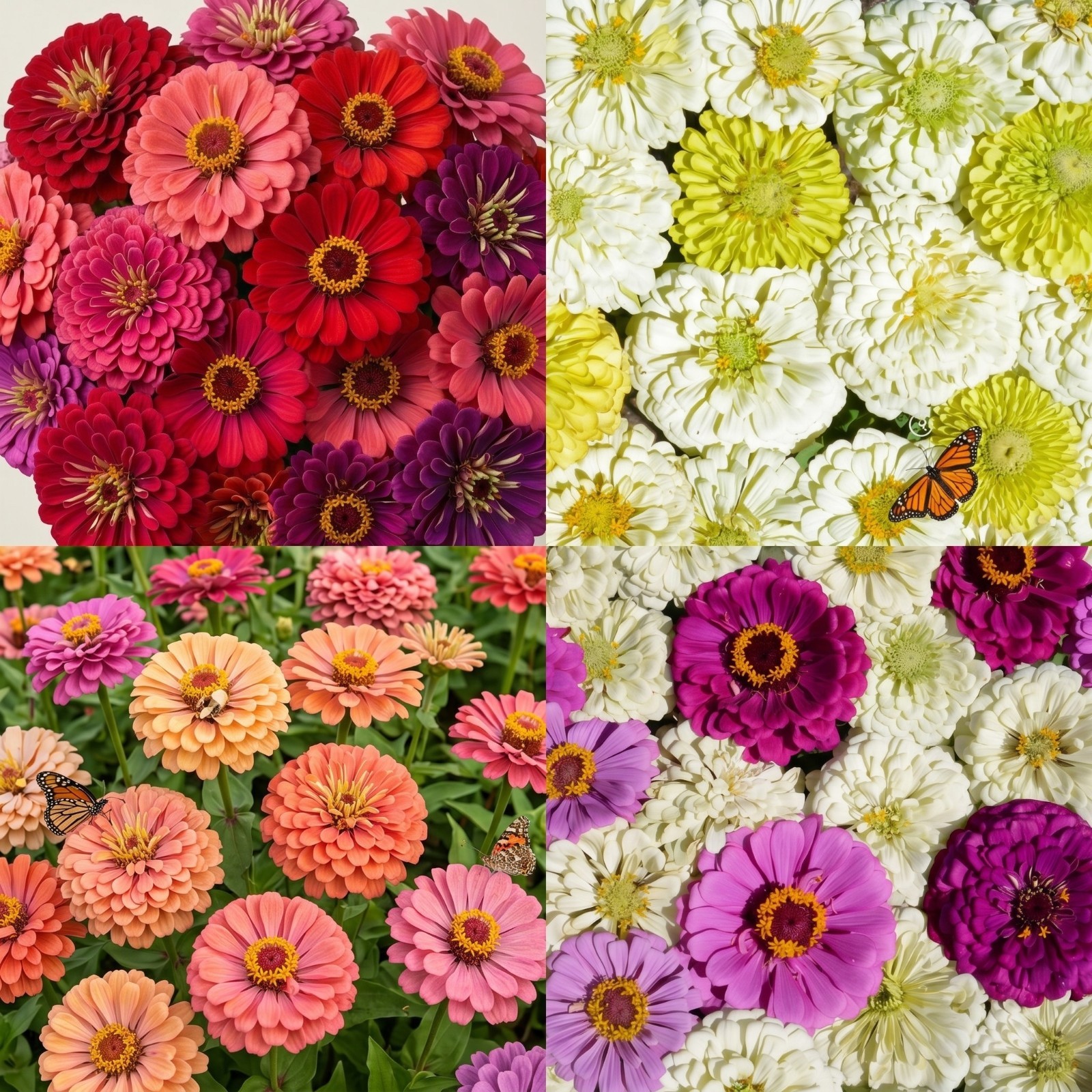 Zinnia DESSERT GARDEN Collection 4 Mixes 750 Seeds Berry Cheesecake Lime Fruity!