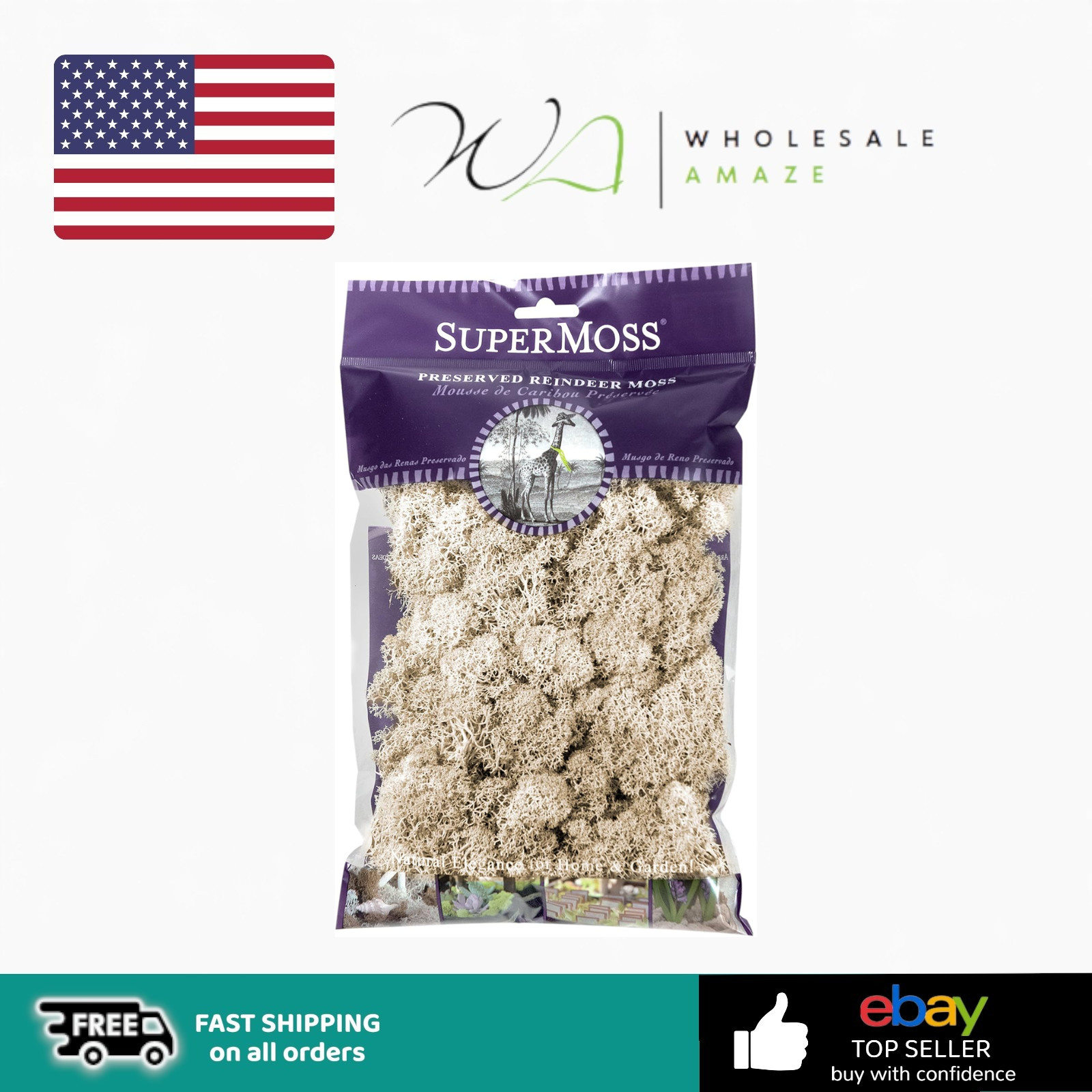SuperMoss (21702) Reindeer Moss Preserved, 120 cu. in., Natural