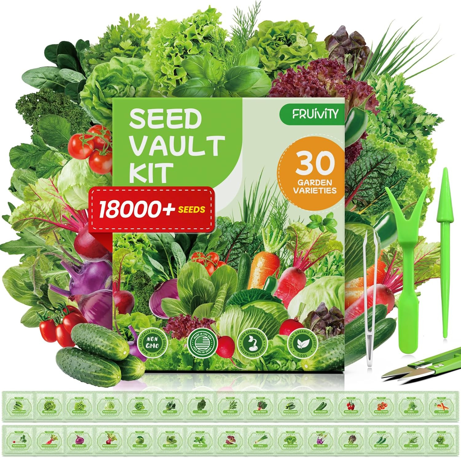 30 Heirloom Seeds Variety Pack – 18500+ Seeds for Planting Vegetables, Home Gard