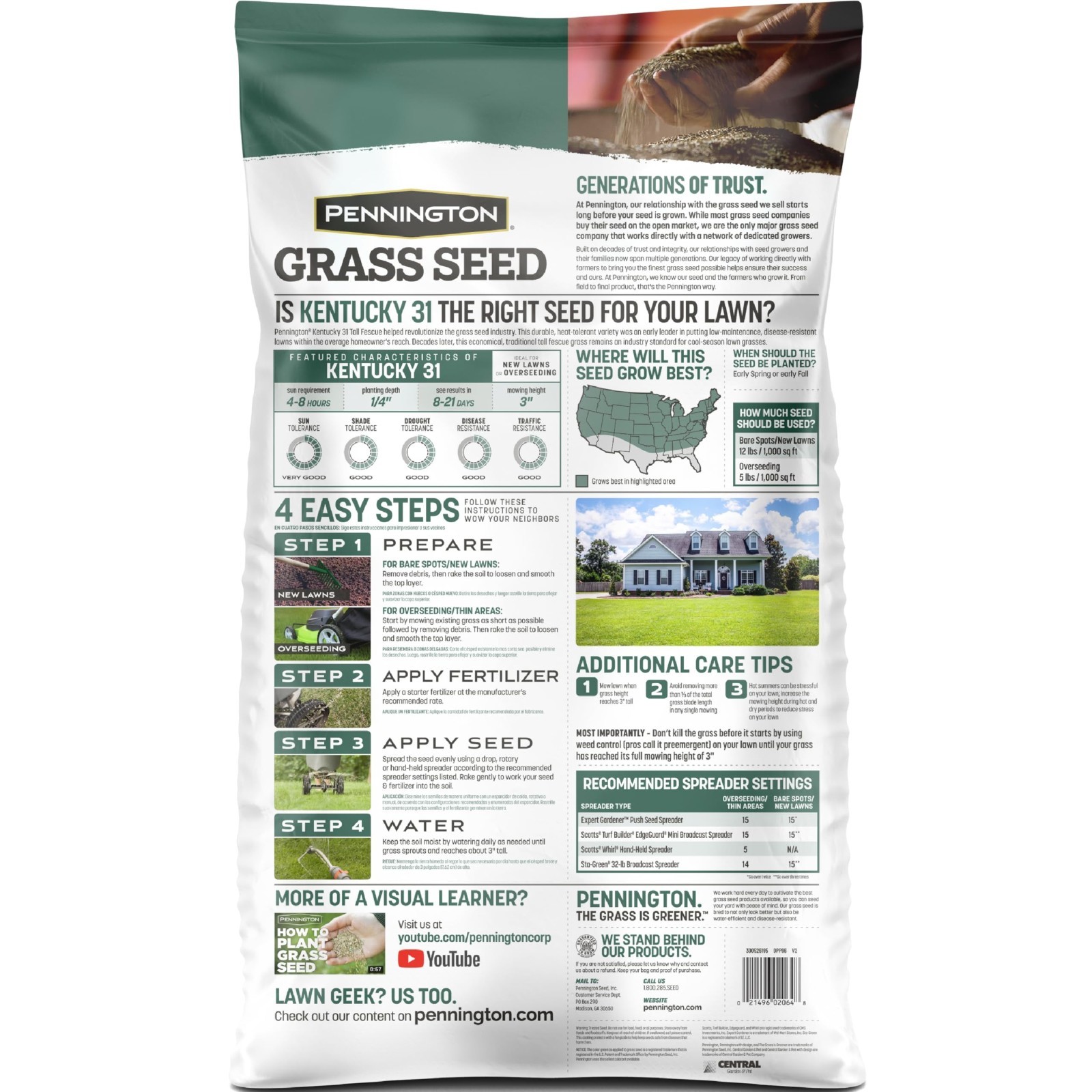 Tall Fescue Grass Seed 40 LB – Kentucky 31 Blend for Lush Lawn & Easy Growth