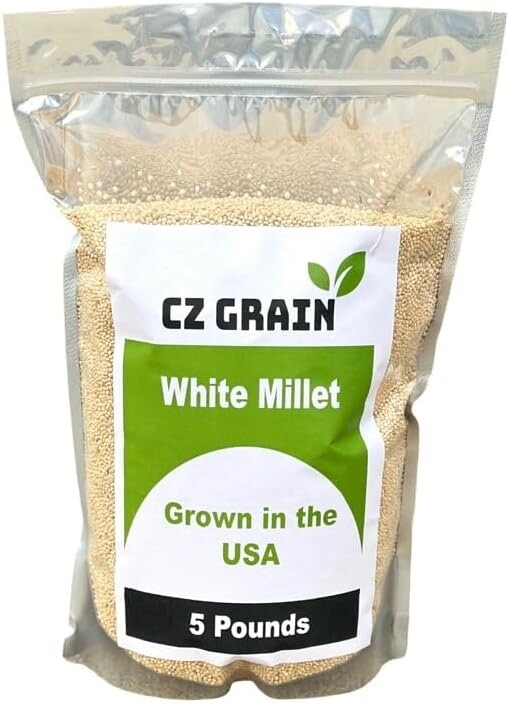 CZ Grain 5 Pounds Premium White Millet Proso Seeds – Bulk Seeds, Bird Feed, Wild