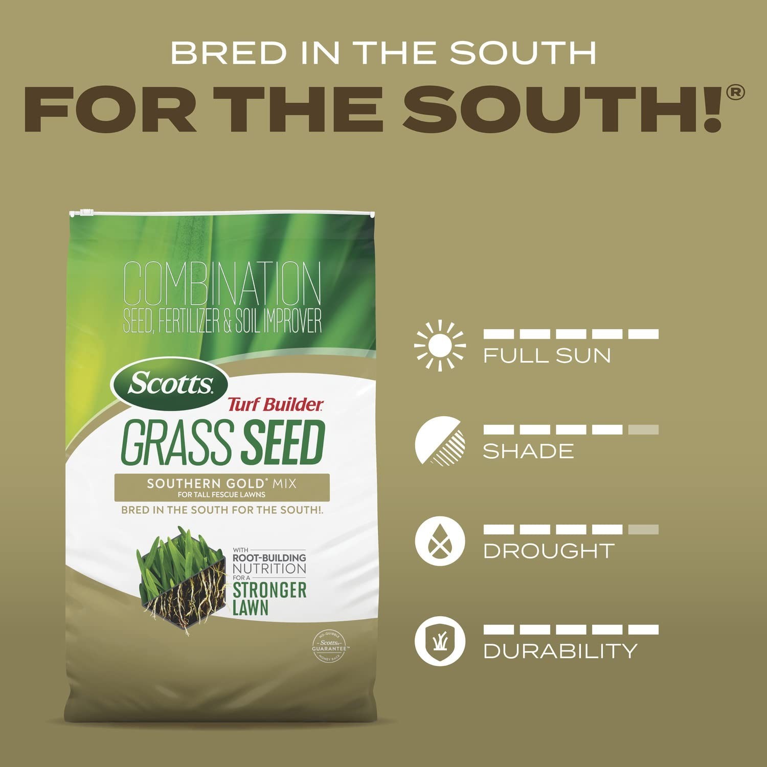 Southern Gold Tall Fescue Grass Seed Mix with Fertilizer & Soil Improver, 2.4 lb