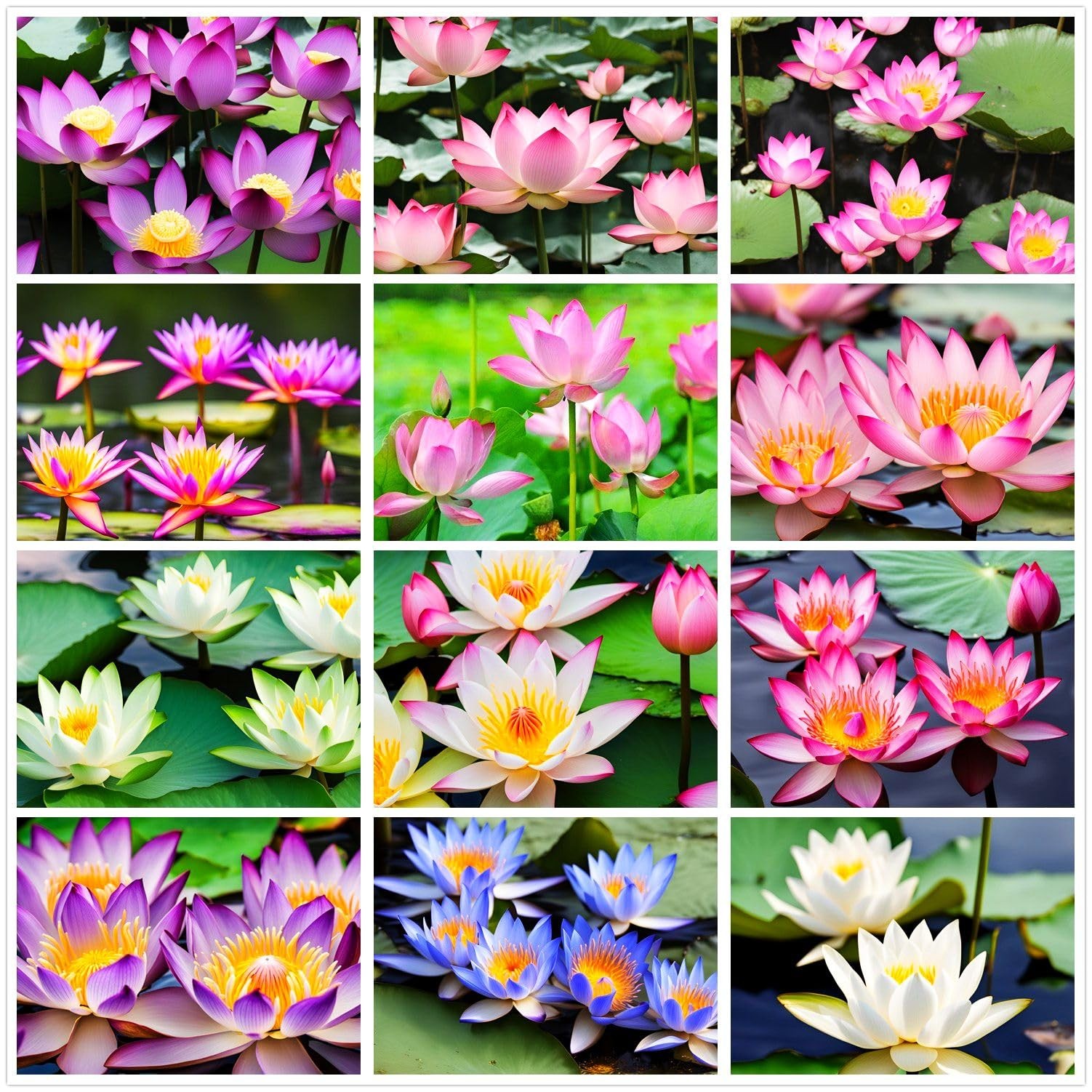 30 Mixed Miniature Water Lily & Lotus Seeds Vibrant Blooms Bowls & Ponds white