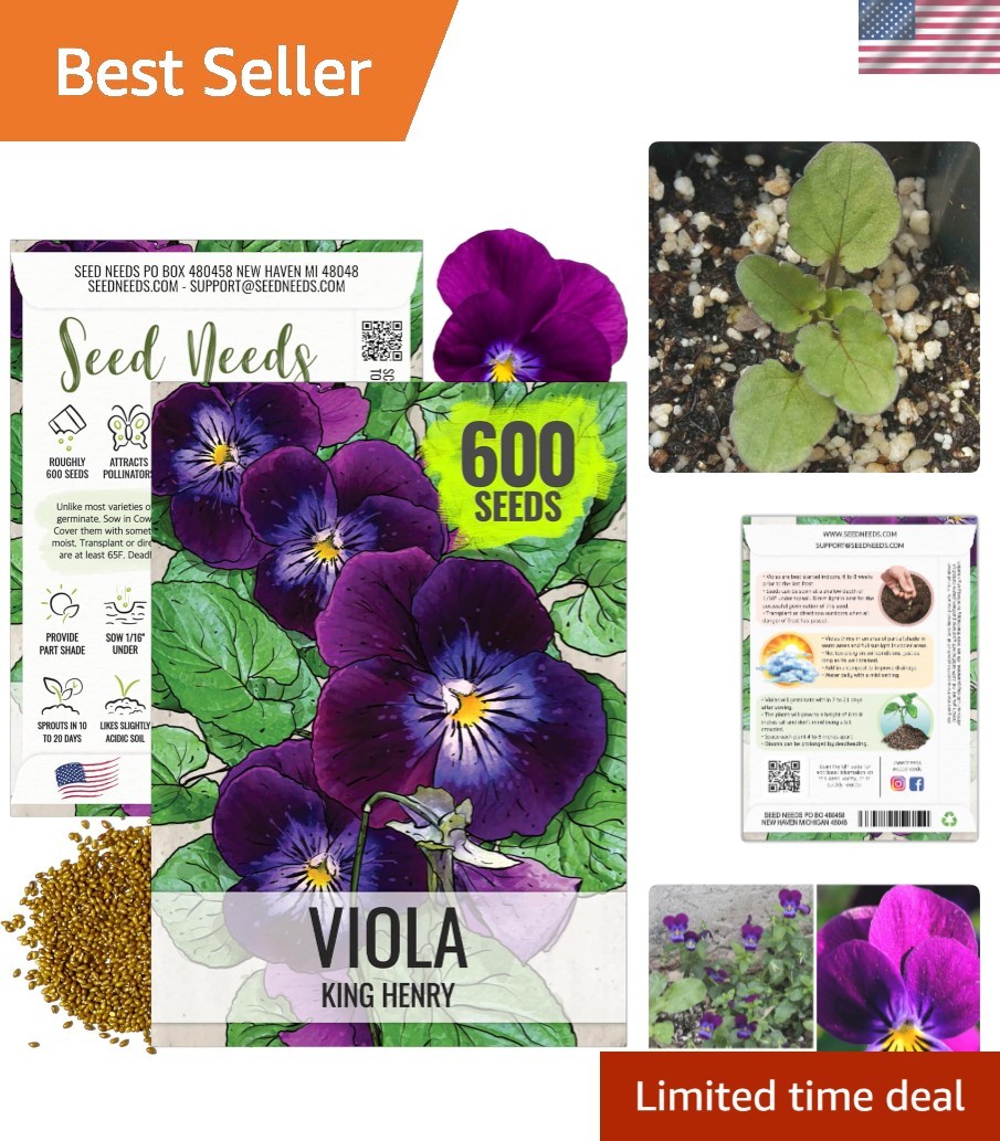 King Henry Viola Seeds – 600 Heirloom Seeds for Planting Viola cornuta – Dark…