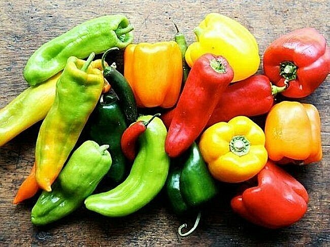 DELISH 5 tasty varieties sweet/hot pepper mix cooking garden seeds kit 40 seeds
