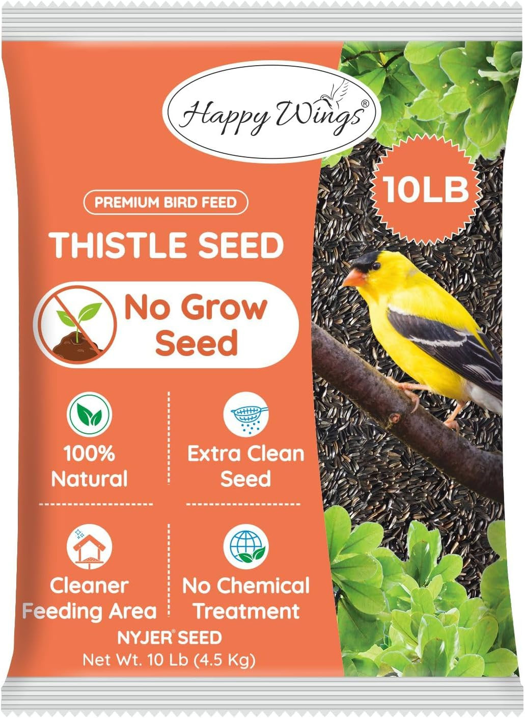 10 Pounds Nyjer Thistle Seeds Bird Seed No Grow for Wild Birds