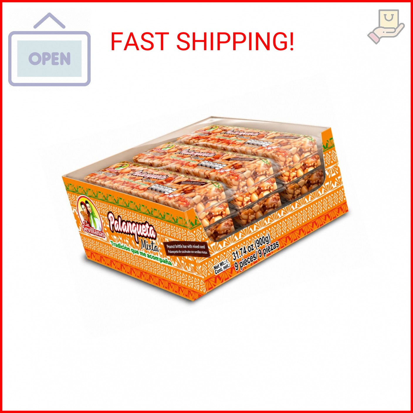 Las Sevillanas Peanut Brittle – Crunchy Peanut & Mixed Seeds Bar, Traditional Me