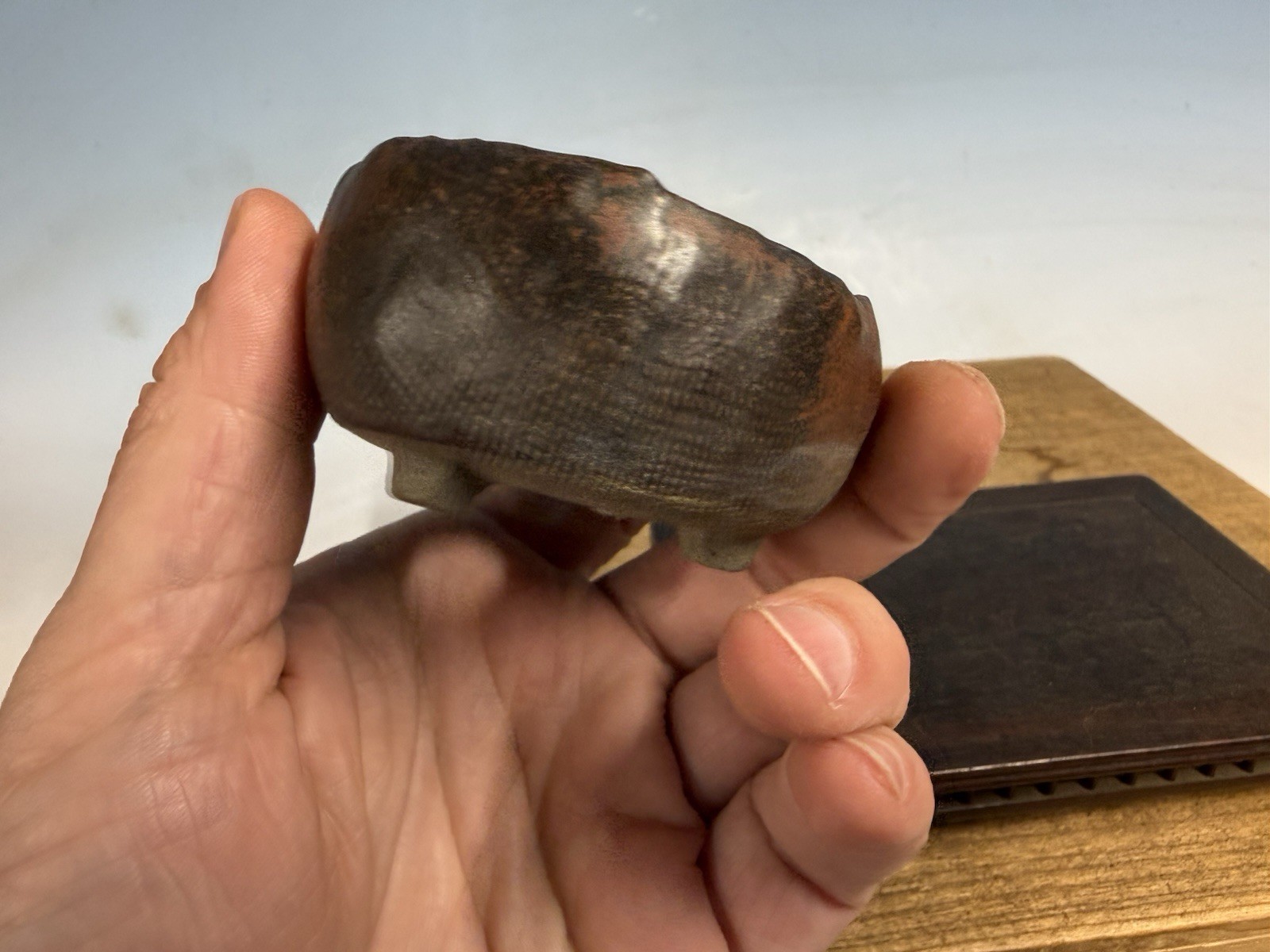 Japanese Unknown Maker Shohin Sized Bonsai Tree Pot 3 By 1 1/2” Unique Color