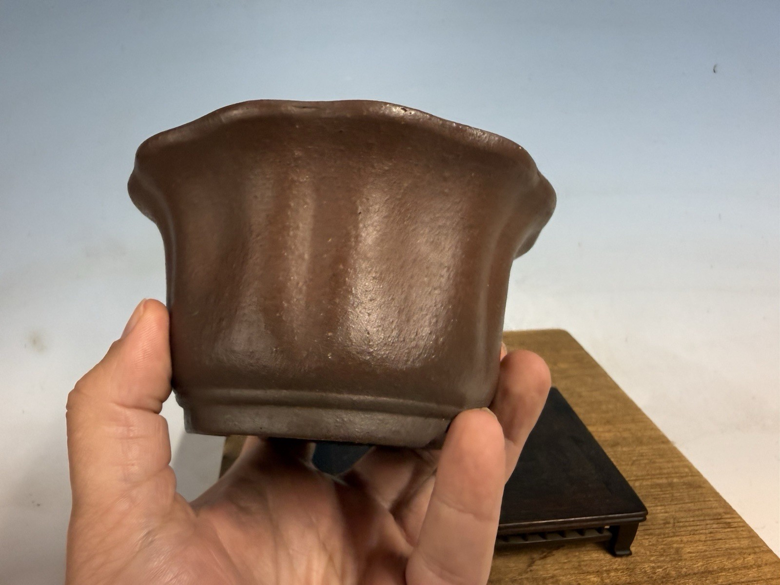 Unglazed Bonsai Tree Tokoname Pot Yamaaki Kiln 5 1/4 By 3” Shohin Semi Cascade