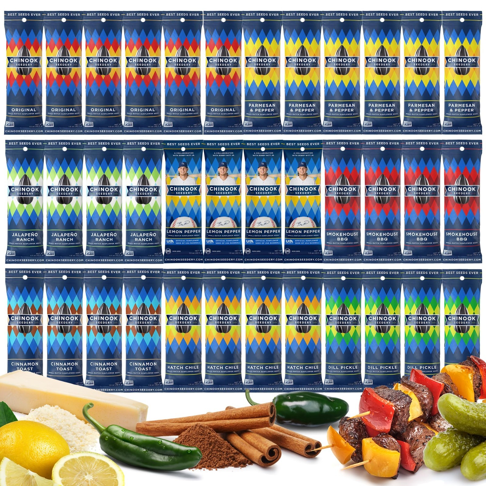 Low Sodium Sunflower Seeds Variety Pack – 36 x 1.5oz Jumbo Roasted Snacks, Keto