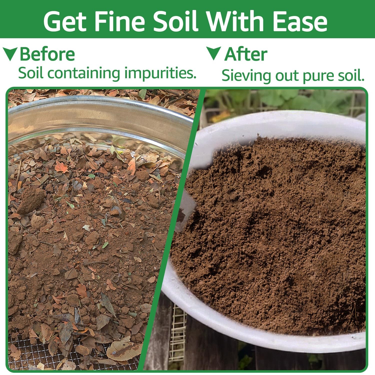 19” Extra Large Soil Sifter with Handles, Compost for silver