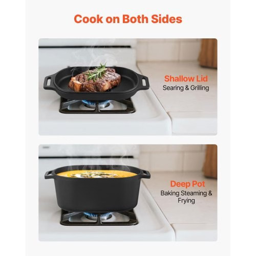 Enameled Cast Iron Dutch Oven, 3.5 Quart Pot with Lid and Dual Handles, Heavy-Du