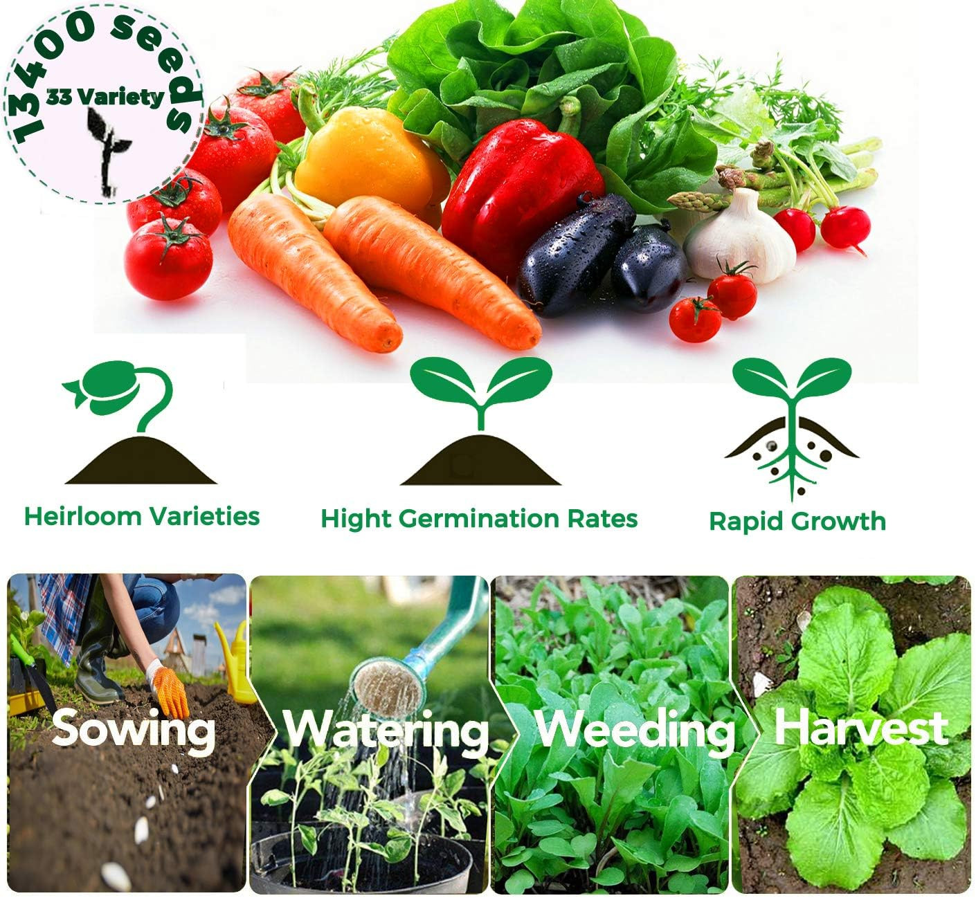 Starter Seed Kit: 15,000+ Seeds, 40 Heirloom Fruit & Vegetable Varieties