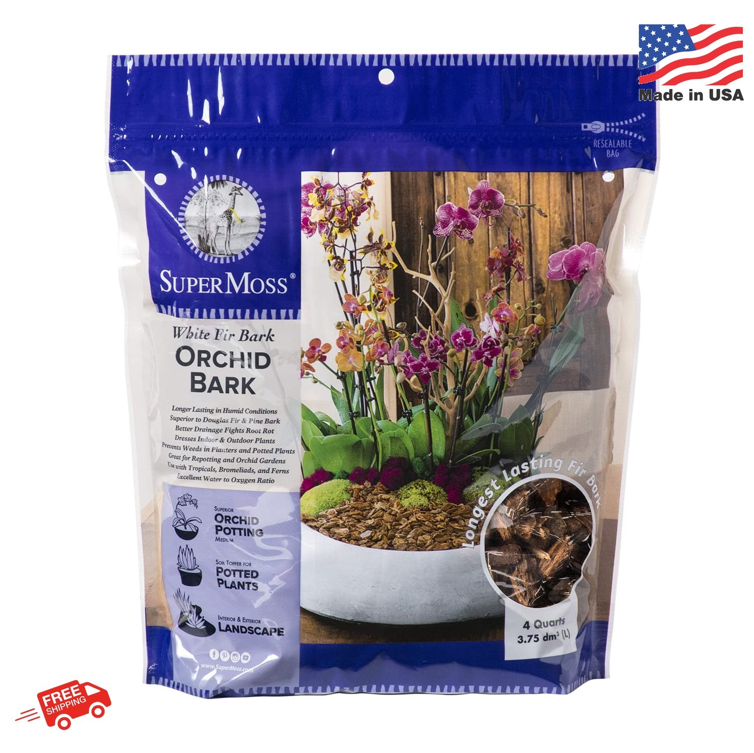 SuperMoss (23114) Orchid Potting Bark, Natural, 4 quarts
