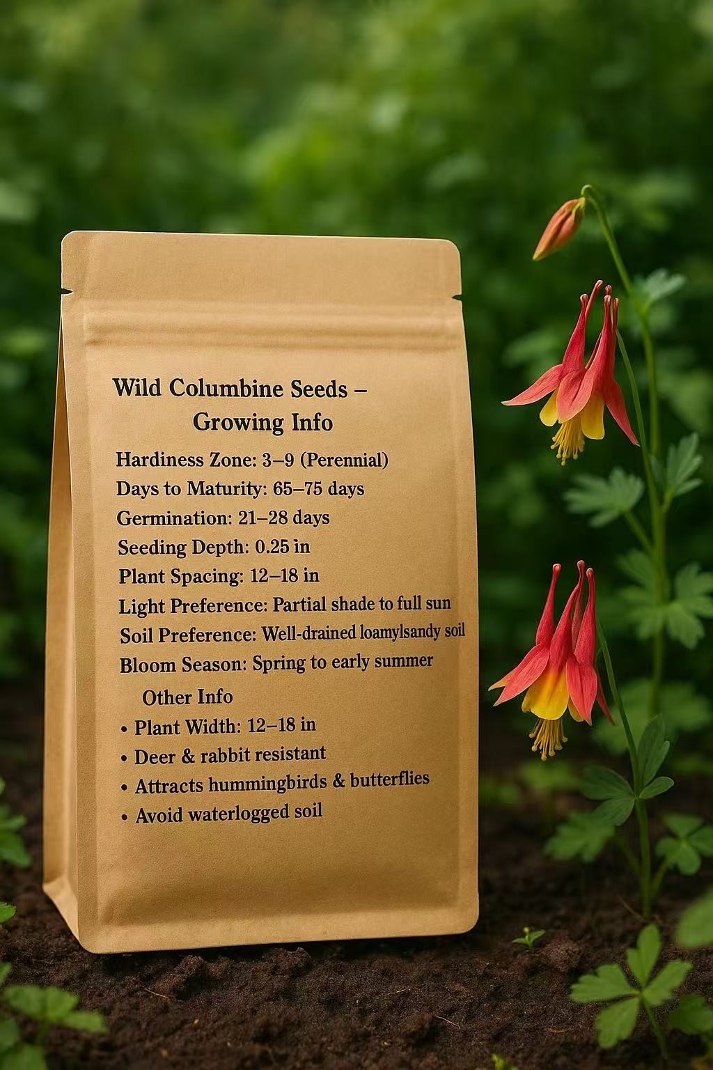 Wild Columbine Seeds – 2000+ Perennial Flower Seeds
