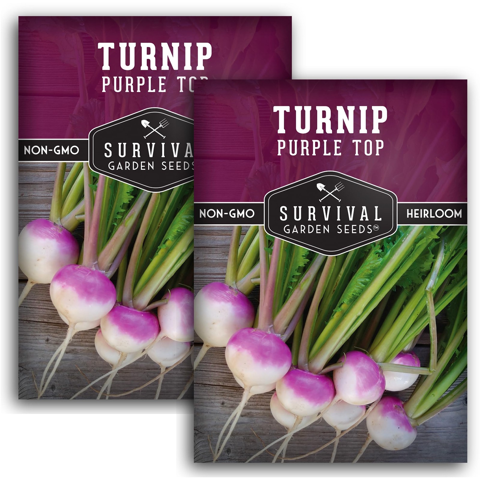 Heirloom Turnip Seeds – Non-GMO Purple Top for Home Gardens (2 Packs)