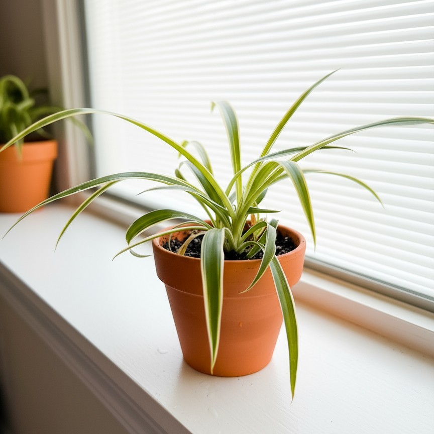 FULLY ROOTED Reverse Variegated Spider Plant Cutting: Easy-Grow, ready to repot