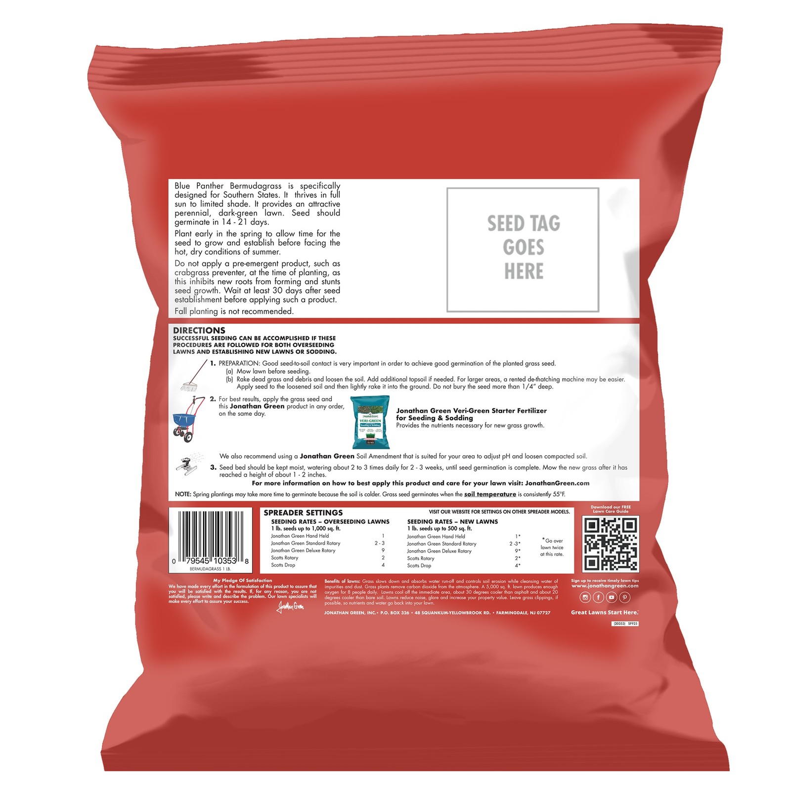 Jonathan Green Blue Panther Bermudagrass Grass Seed, 1lb (1,000 sq ft Coverage)