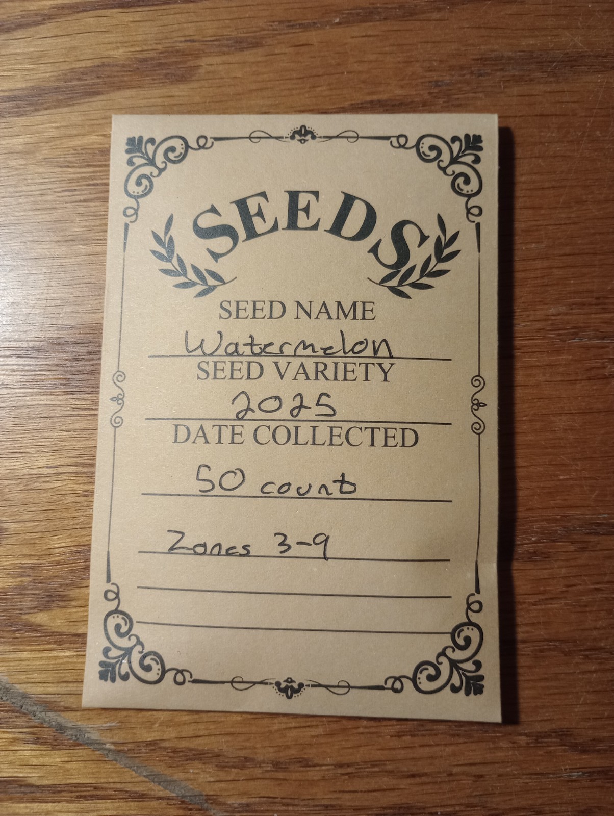 Watermelon Seeds 50 ct Zones 3-9 Collected 2025