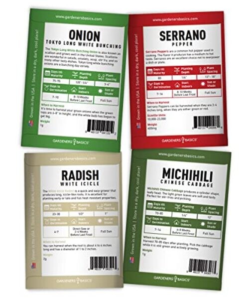 , Asian Vegetable Seeds for Planting 8 Packets Bok Choy, Michihili (Napa)