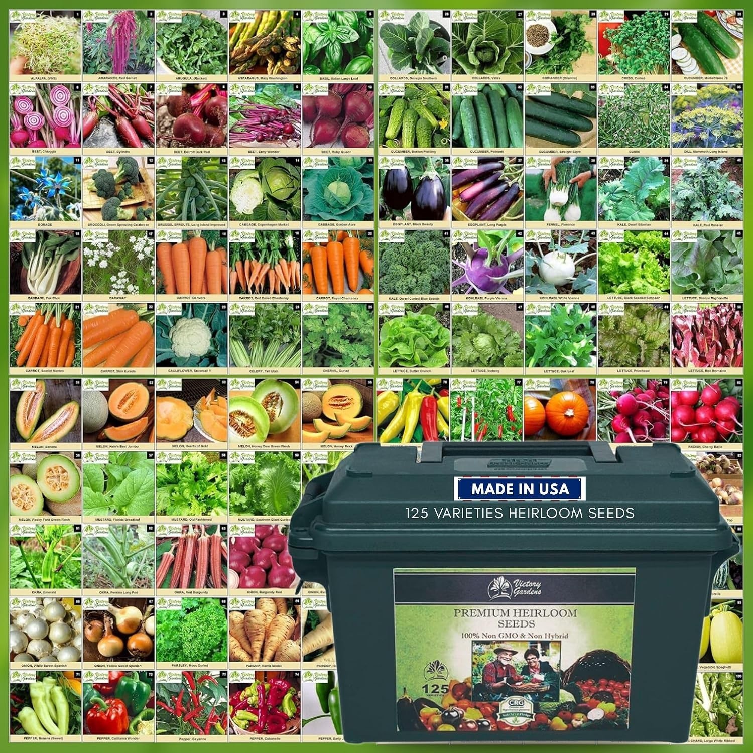 Heirloom Seed Vault 125 Varieties Non-GMO Survival Garden Indoor Outdoor