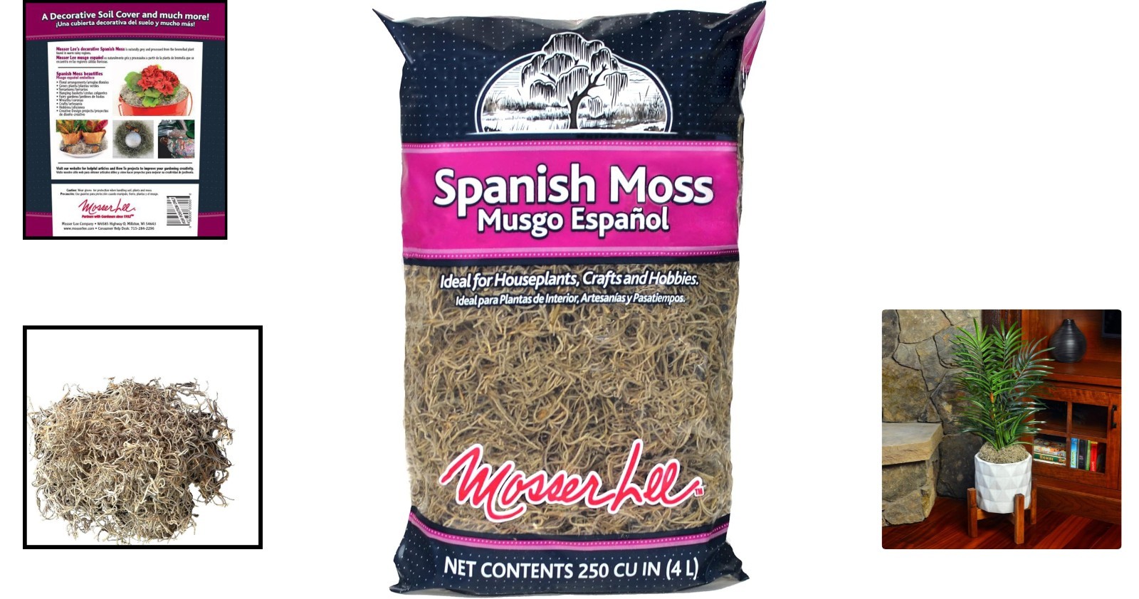 Unisex Spanish Moss 250 Cubic Inches for Interior Plants and Decorations