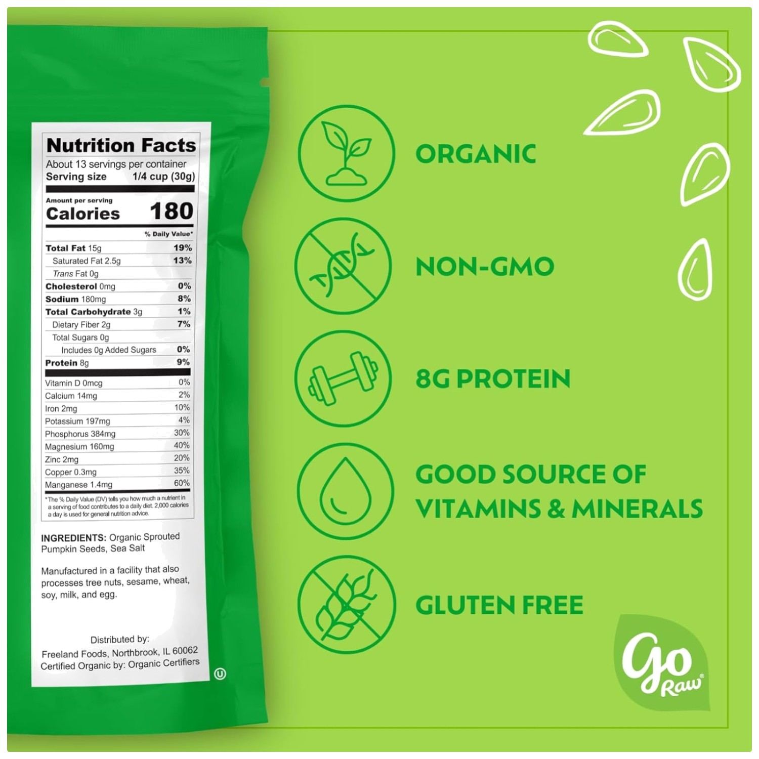 Nutrient-Rich Sprouted Pumpkin Seeds, 14oz