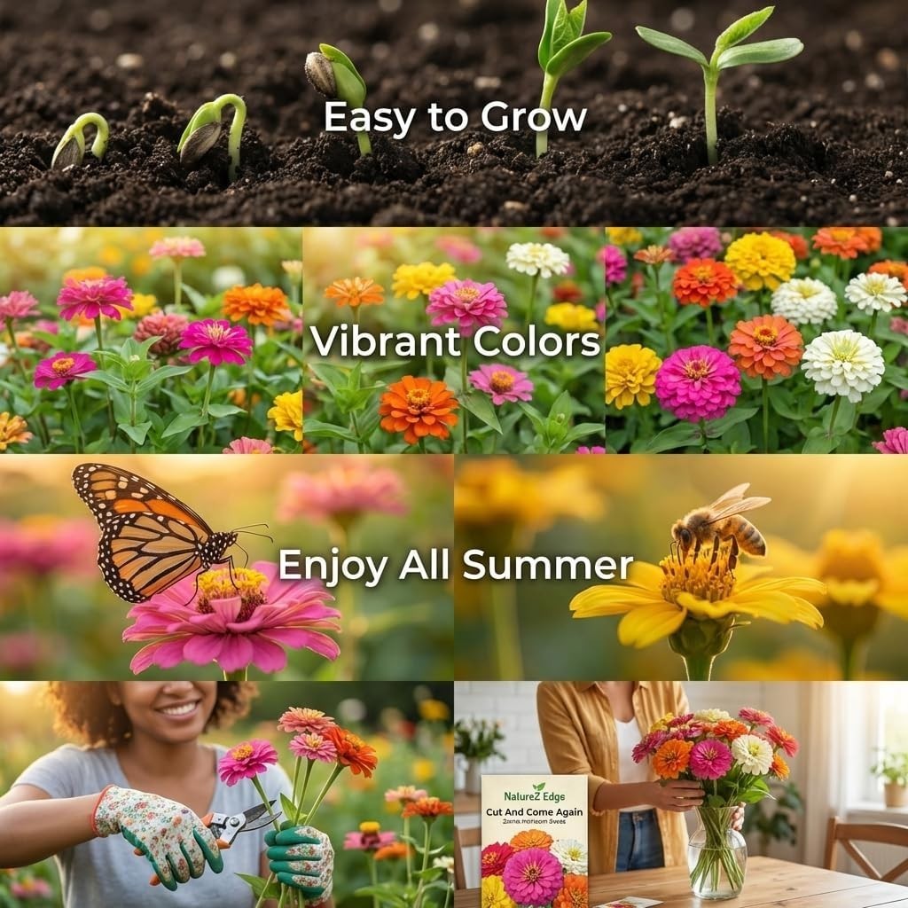 Colorful Zinnia Seeds – GMO-Free, High Germination Rate, Easy Planting Mix