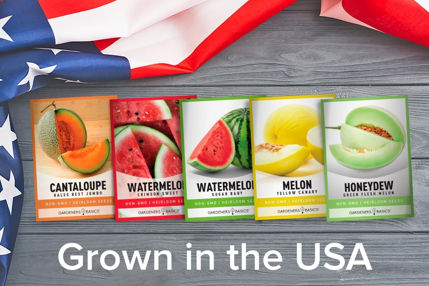 Home Garden Melon Seed Pack – 5 Non-GMO Heirloom Varieties Including Watermelon