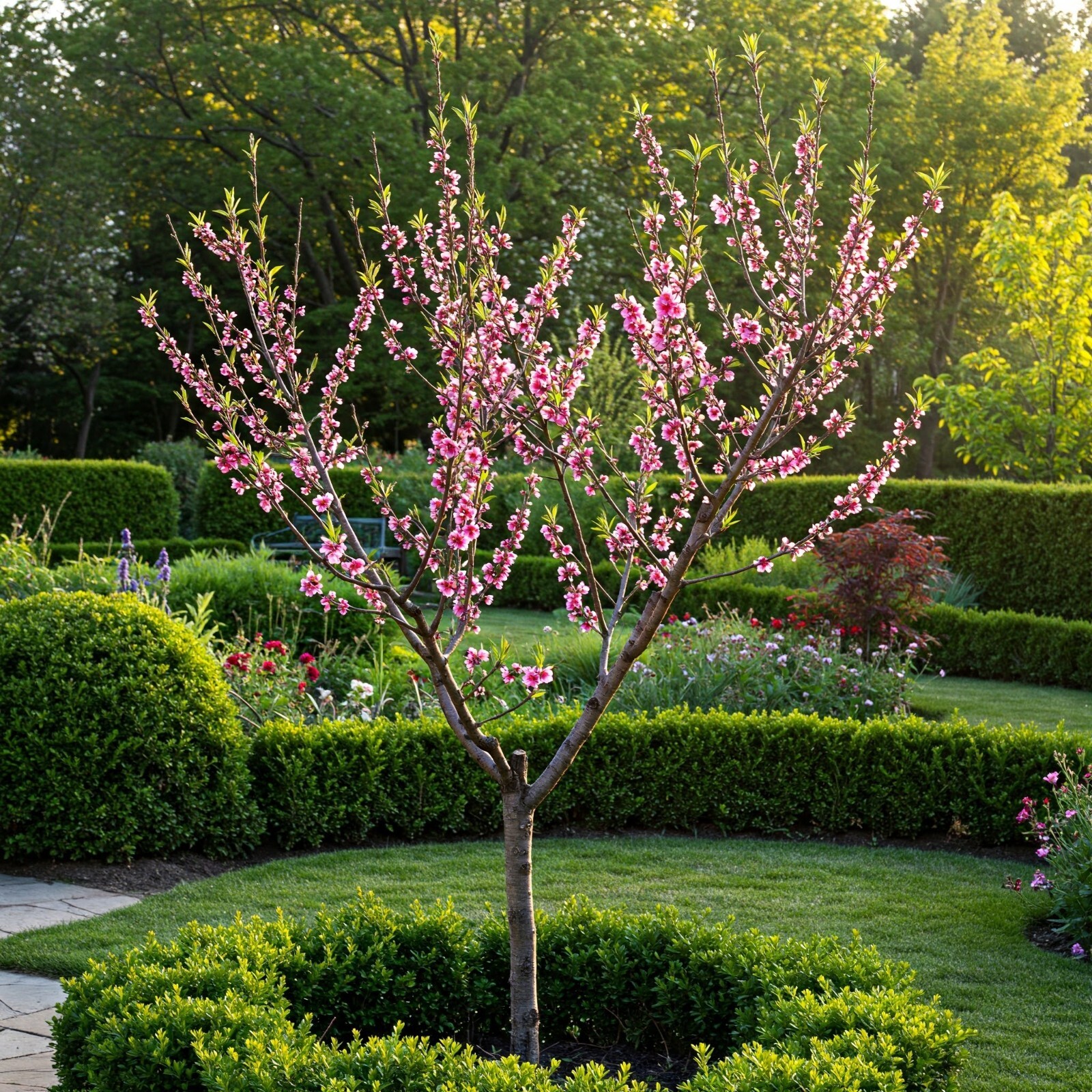 June Gold Peach Tree Live Plant Prunus Persica Outdoor Fruiting 6-7 Feet Tall