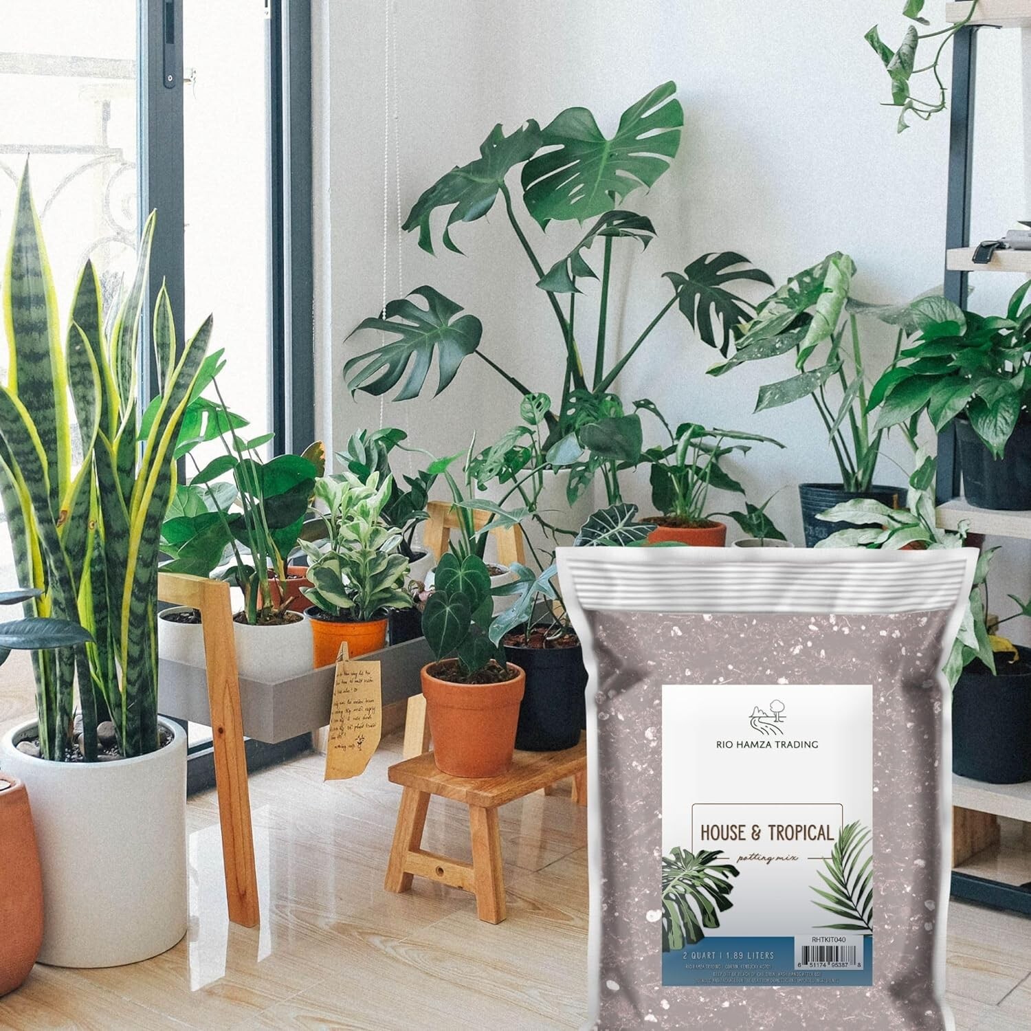 Organic Tropical Soil Mix – 2 Quarts with Excellent Drainage for Houseplants