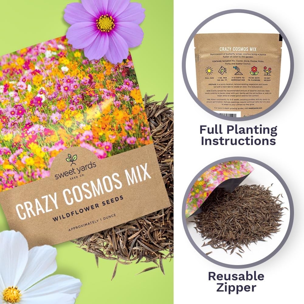 Cosmos Seeds Wildflower Blend 1oz Bulk Packet 5000+ Seeds Spring Summer Planting