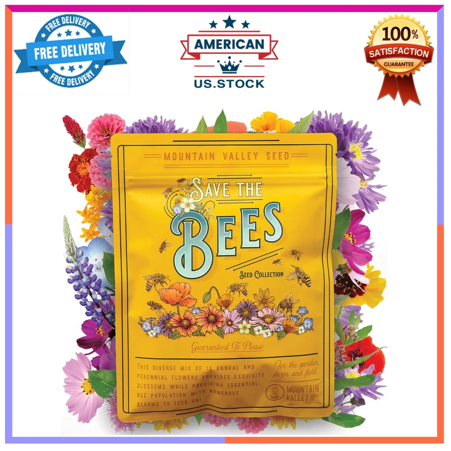 Mountain Valley Seed Co Wildflower Mix 2 Oz 19 Varieties Bee Friendly Pollinator