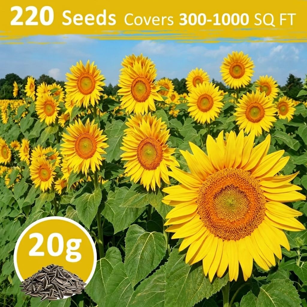 220+ Sunflower Seeds for Planting – Giant MAMMOTH SUNFLOWER SEEDS, YELLOW