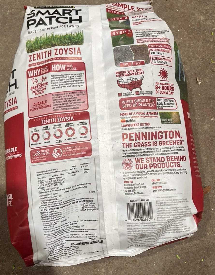 PENNINGTON ZENITH ZOYSIA GRASS SEED MIX 100 SQFT 5lb Bag SHIP’S IMMEDIATELY!!