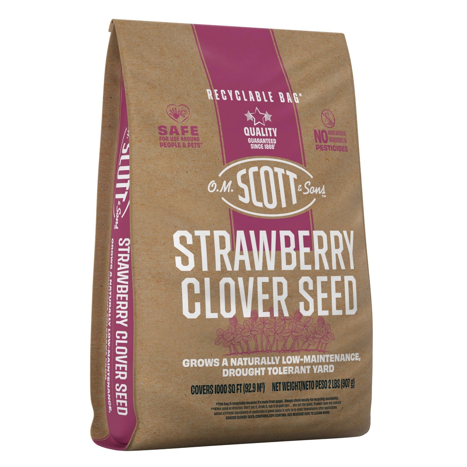Strawberry Clover Seed – Low Maintenance Lawn Seed, Drought-Tolerant, 1,000 sq f