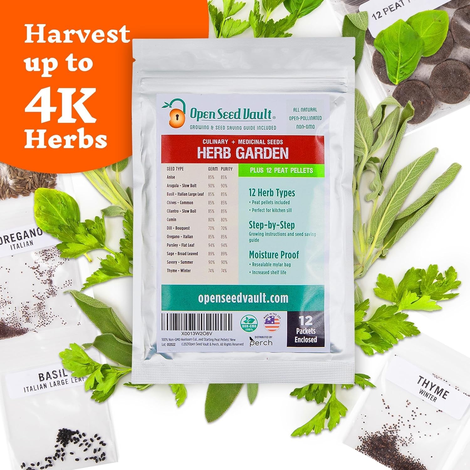 Pet Friendly Herb Seeds Variety Pack | 12 Heirloom Non-GMO Options for Planting