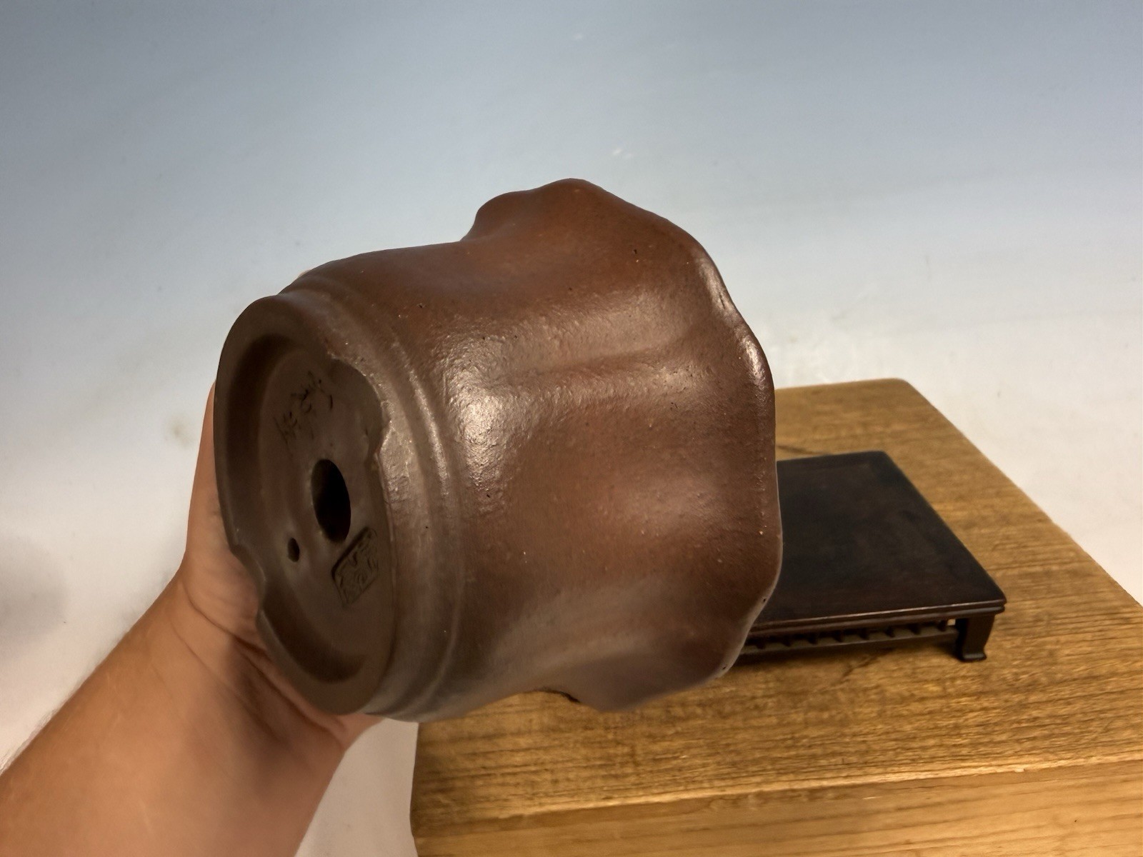 Unglazed Bonsai Tree Tokoname Pot Yamaaki Kiln 5 1/4 By 3” Shohin Semi Cascade