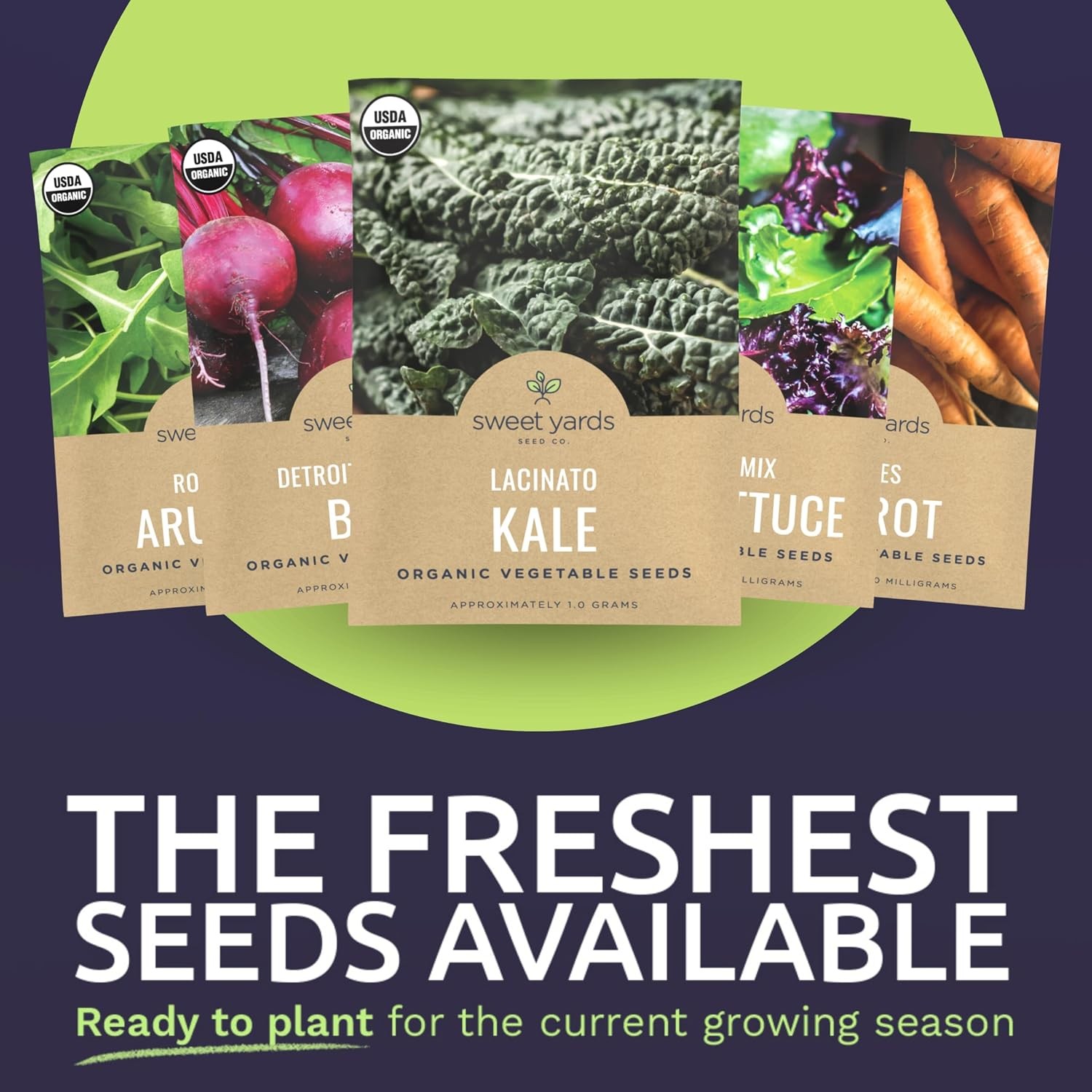Organic Cool Weather Spring & Fall Seeds Variety Pack – 13 Individual Packs